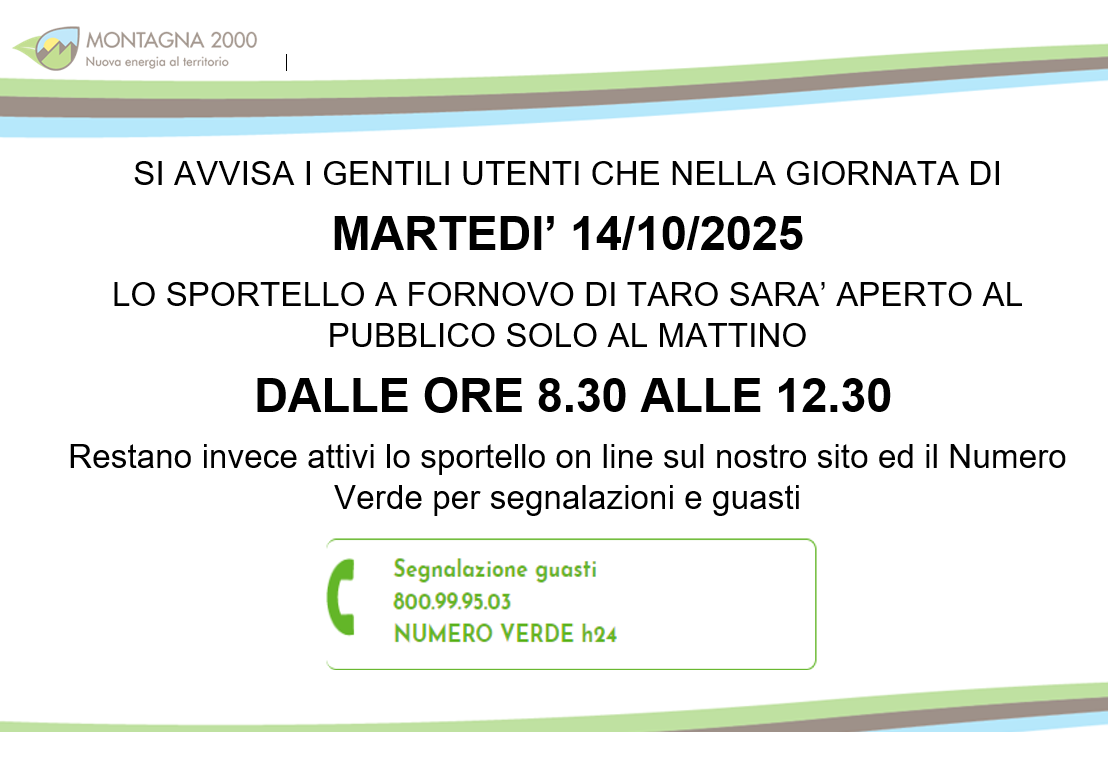 AVVISO AGLI UTENTI