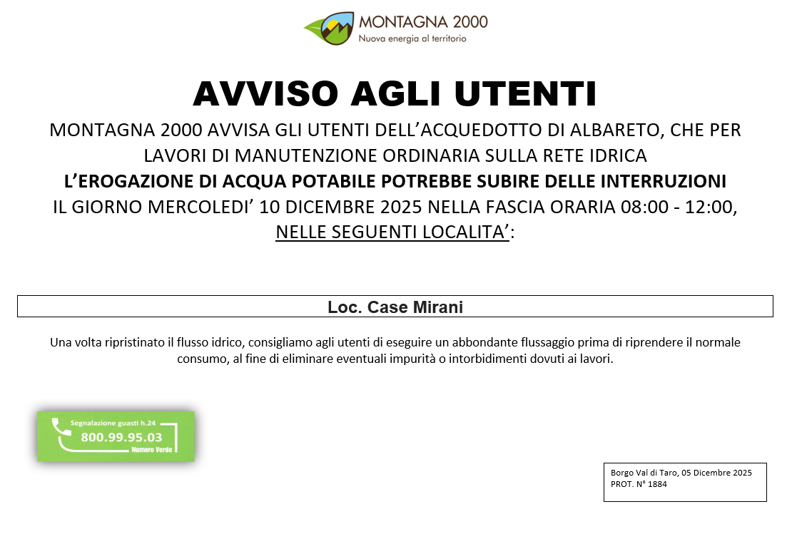 INTERRUZIONE DI FORNITURA