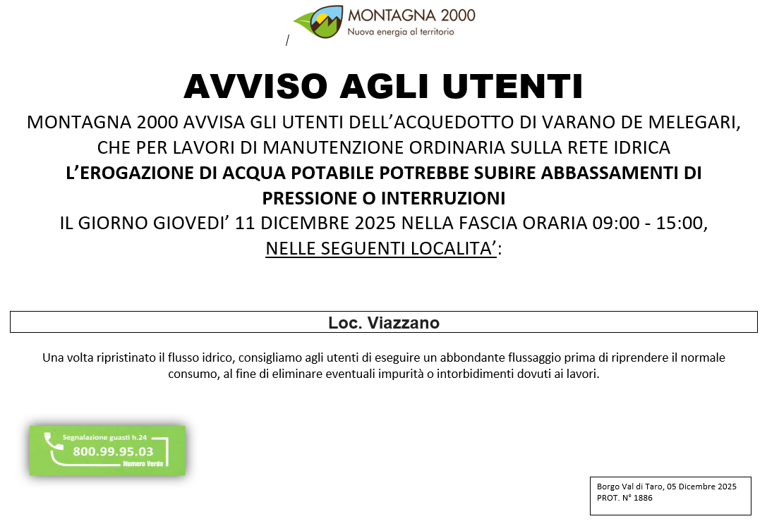 INTERRUZIONE DI FORNITURA