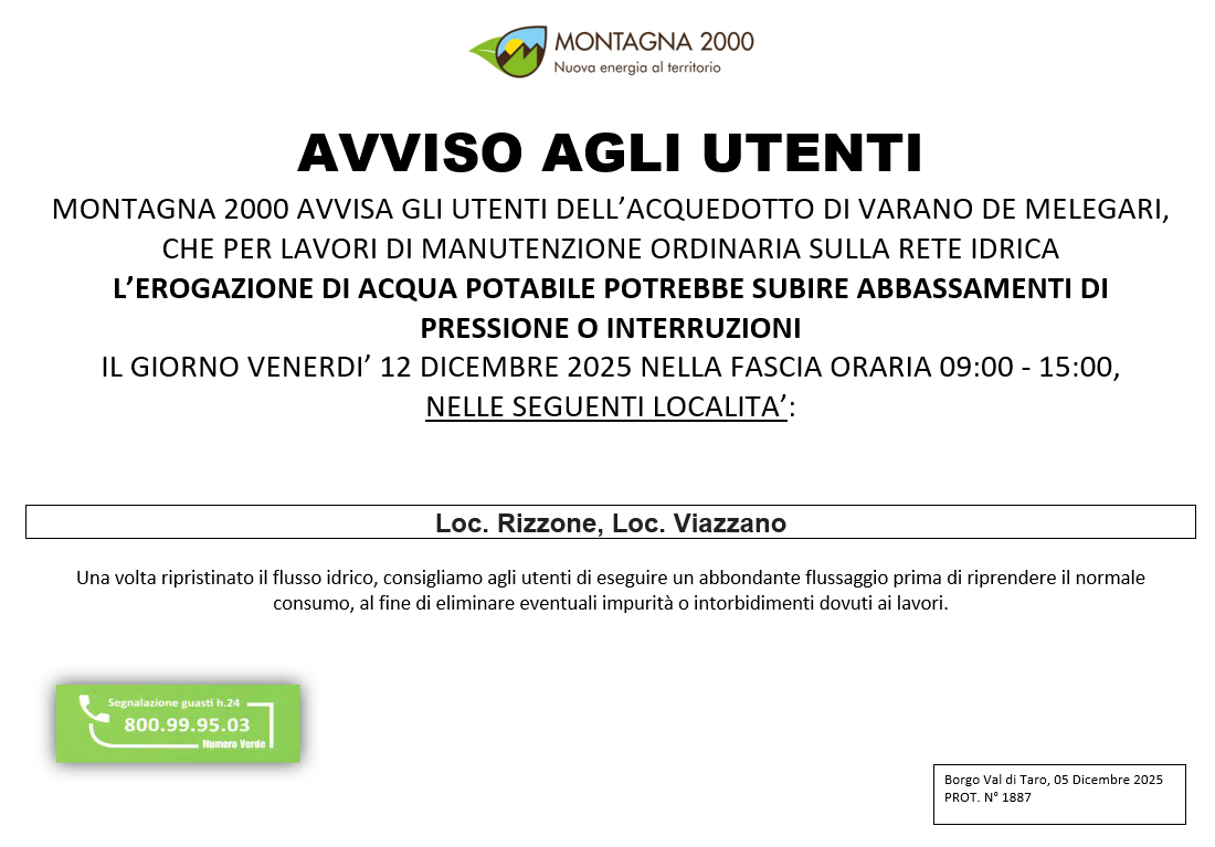 INTERRUZIONE DI FORNITURA