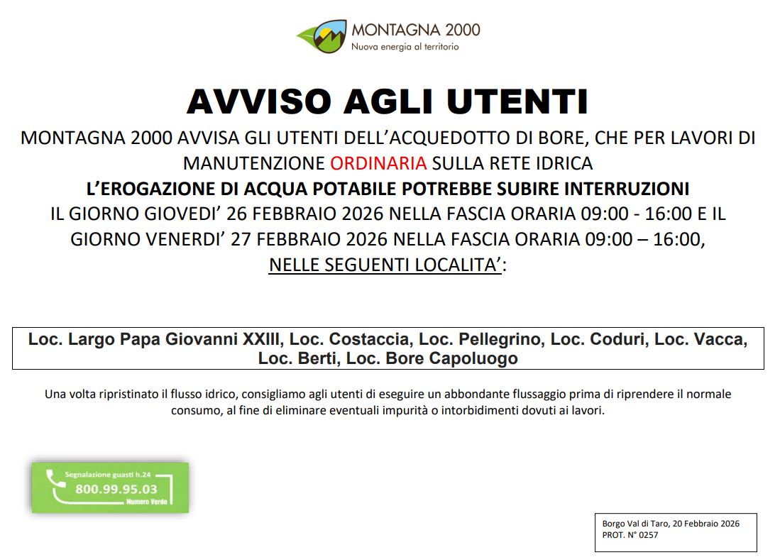 INTERRUZIONE DI FORNITURA