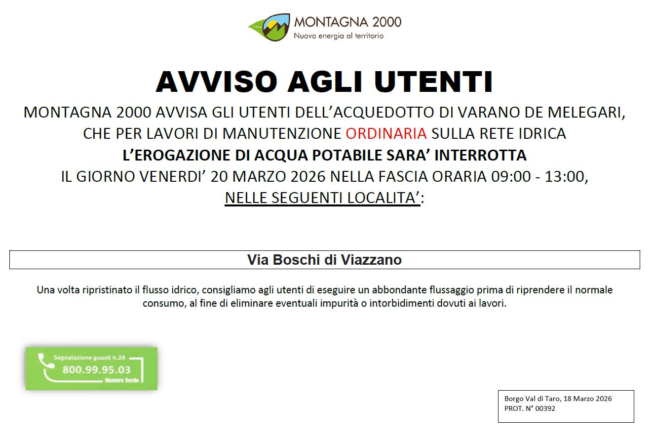 INTERRUZIONI DI FORNITURA